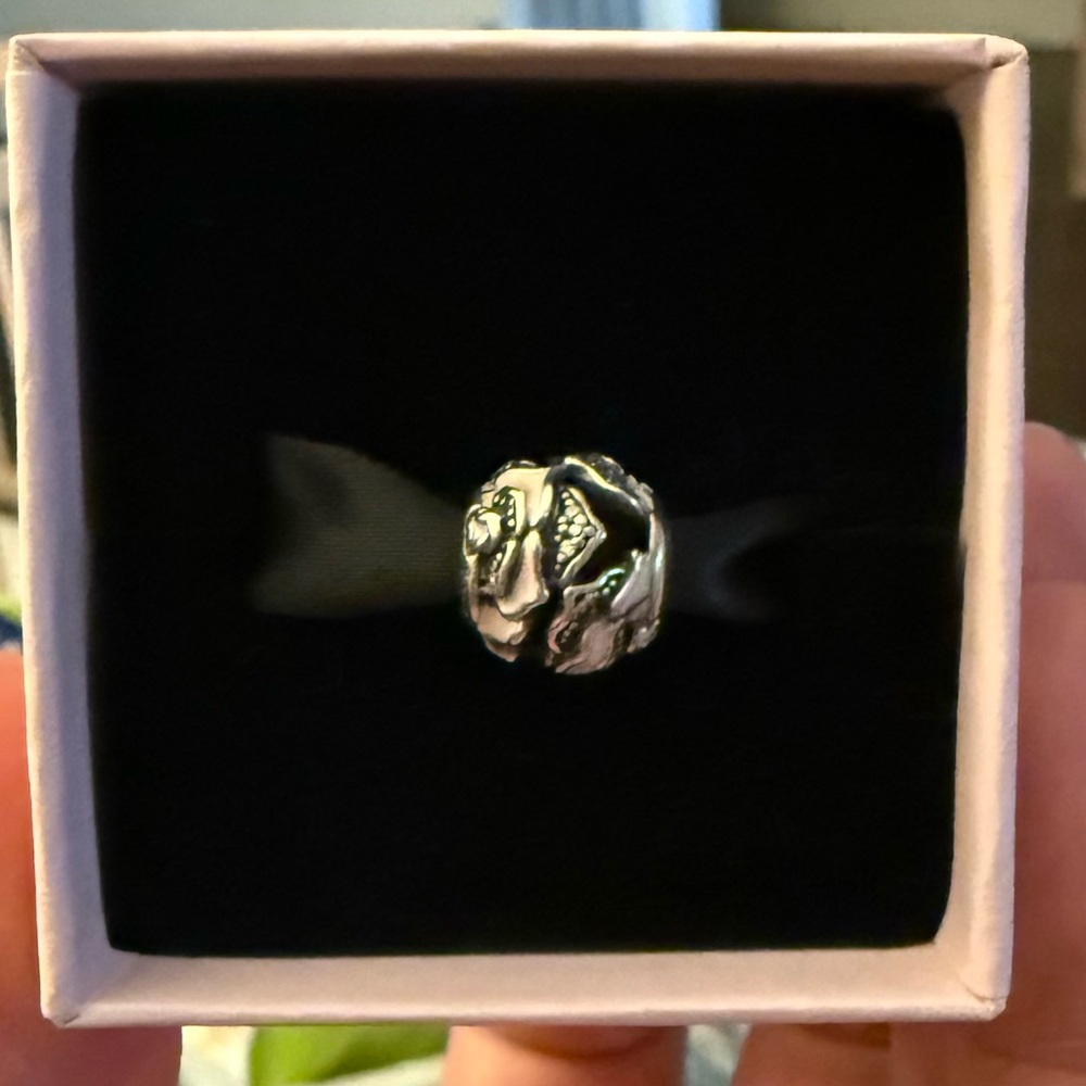 Retired Pandora Delicate Rose Charm with Pink Enamel